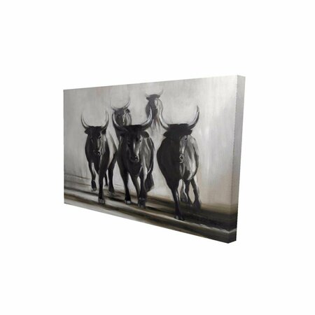 FONDO 12 x 18 in. Running Fierce Bulls-Print on Canvas FO2792561